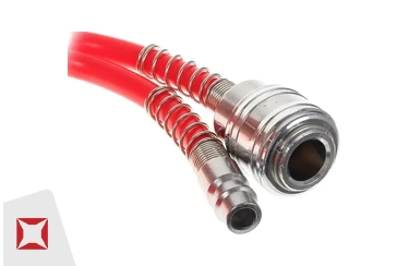 Шланг спиральный быстросъемный Matrix 57006 Ф 6x8 мм для компрессора (красный)